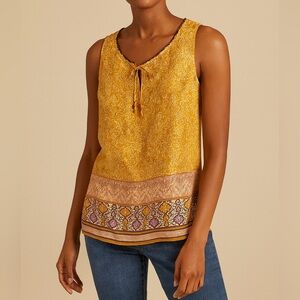 J. Jill‎ Mustard and Purple Paisley Blouse